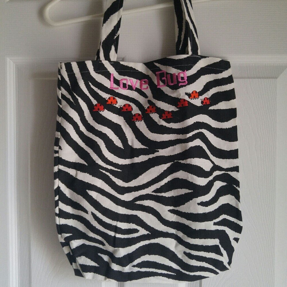 Zebra Striped Ladybug Tote Bag